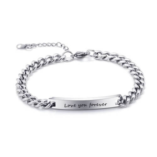 Personalized engravable stainless steel cuff bracelet wholesale custom cuban chain mens bar bracelets with name engraved bulk manufacturers websites